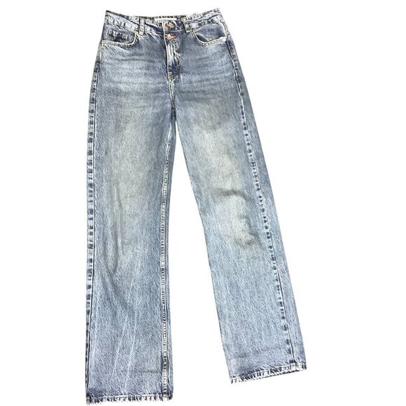 ZARA Denim Blue Jeans High Waist Straight Leg Sz 4 30x32 #220M - Picture 1 of 11